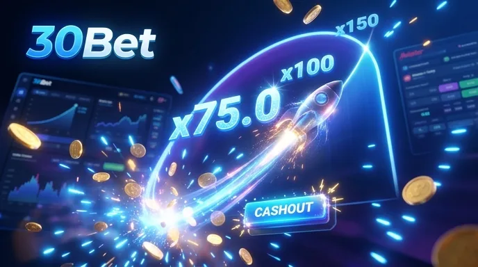 Aviator-achtige crashgame bij 30Bet op het cash-out-moment met multiplier x24